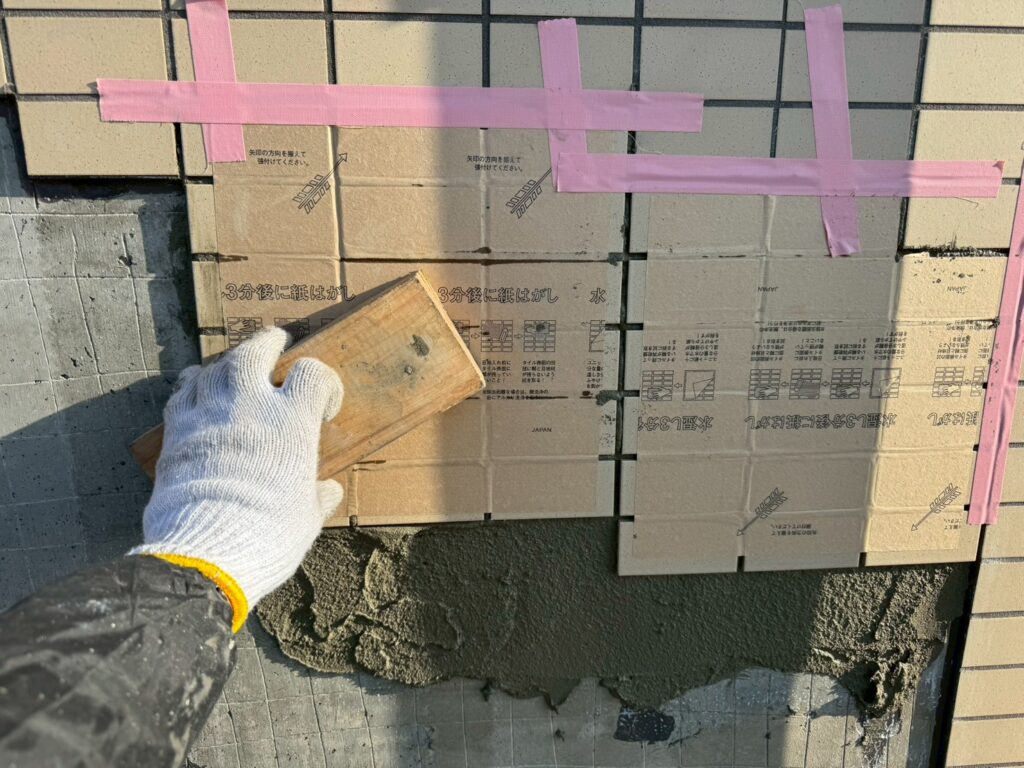 神奈川県相模原市Yマンション:タイル浮き補修工事(無足場工法)