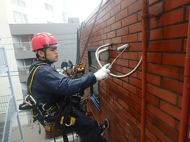 東京都港区K様邸：タイル面セブンS塗装工事(無足場工法)